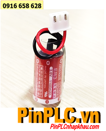 Maxell ER3, Pin Maxell ER3 lithium 3.6v size 1/2AA 1100mAh Made in Japan
